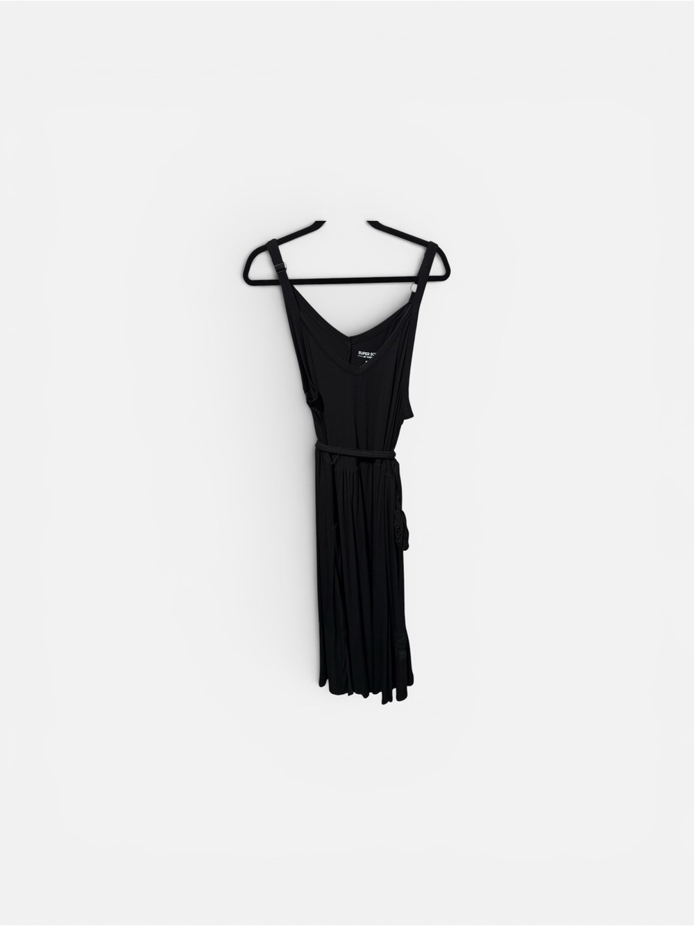 torrid Black Sleeveless V-Neck Midi Dress with Waist Tie